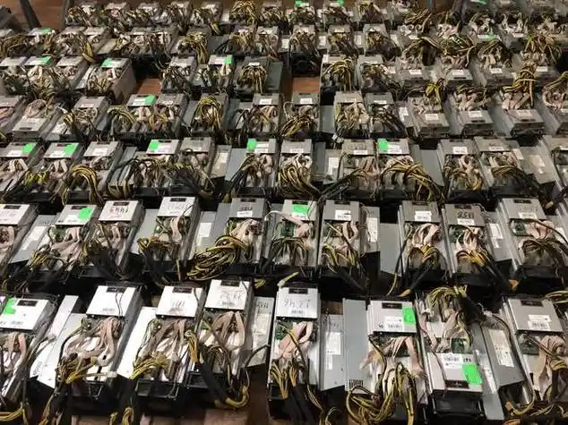 A modern mining farm with organized equipment and efficient cooling systems